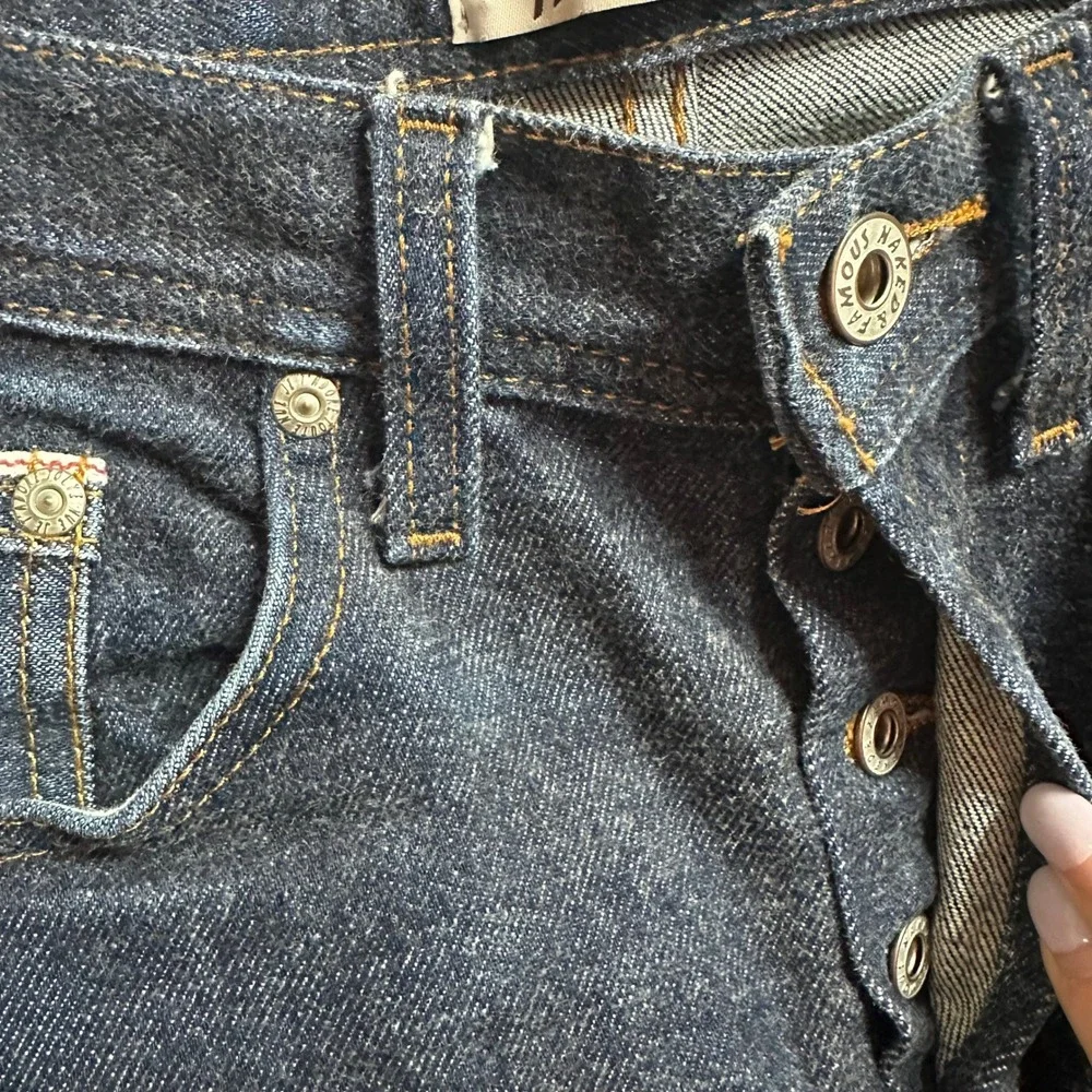 Naked & Famous Weird Guy Selvedge Jeans Mens 29x27 Stretch Dark Wash Button Fly